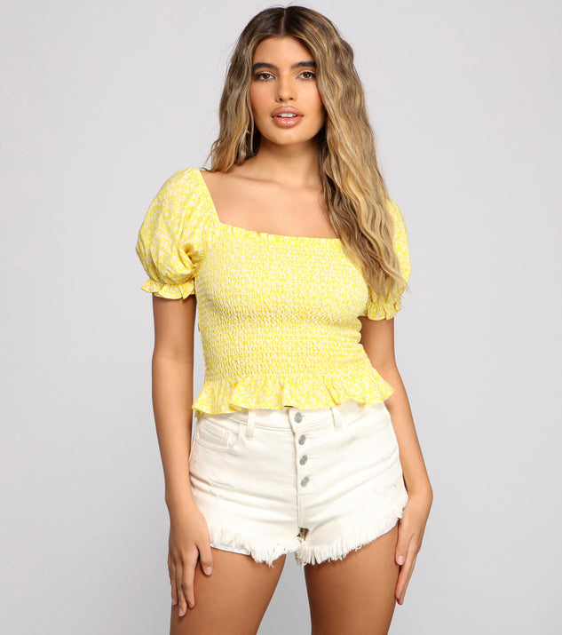 With fun and flirty details, Dainty Daisy Smocked Top shows off your unique style for a trendy outfit for the summer season!