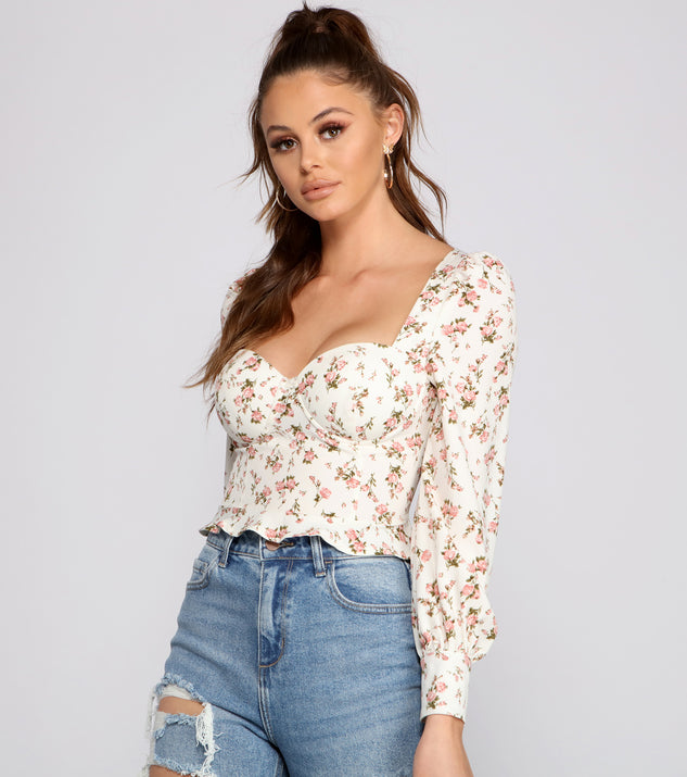 The trendy Sweet And Flirty Floral Puff Sleeve Blouse is the perfect pick to create a holiday outfit, new years attire, cocktail outfit, or party look for any seasonal event!