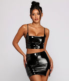 Dangerous Woman Faux Patent Leather Crop Top creates an effortless summer outfit with stylish details in the newest 2023 trends!