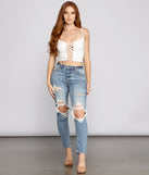 With fun and flirty details, Something To Talk About Lace-Up Crop Top shows off your unique style for a trendy outfit for the summer season!