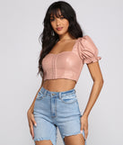 With fun and flirty details, Edgy-Chic Cropped Faux Leather Top shows off your unique style for a trendy outfit for the summer season!