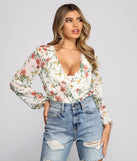 With fun and flirty details, Bloom In Beauty Floral Chiffon Bodysuit shows off your unique style for a trendy outfit for the summer season!