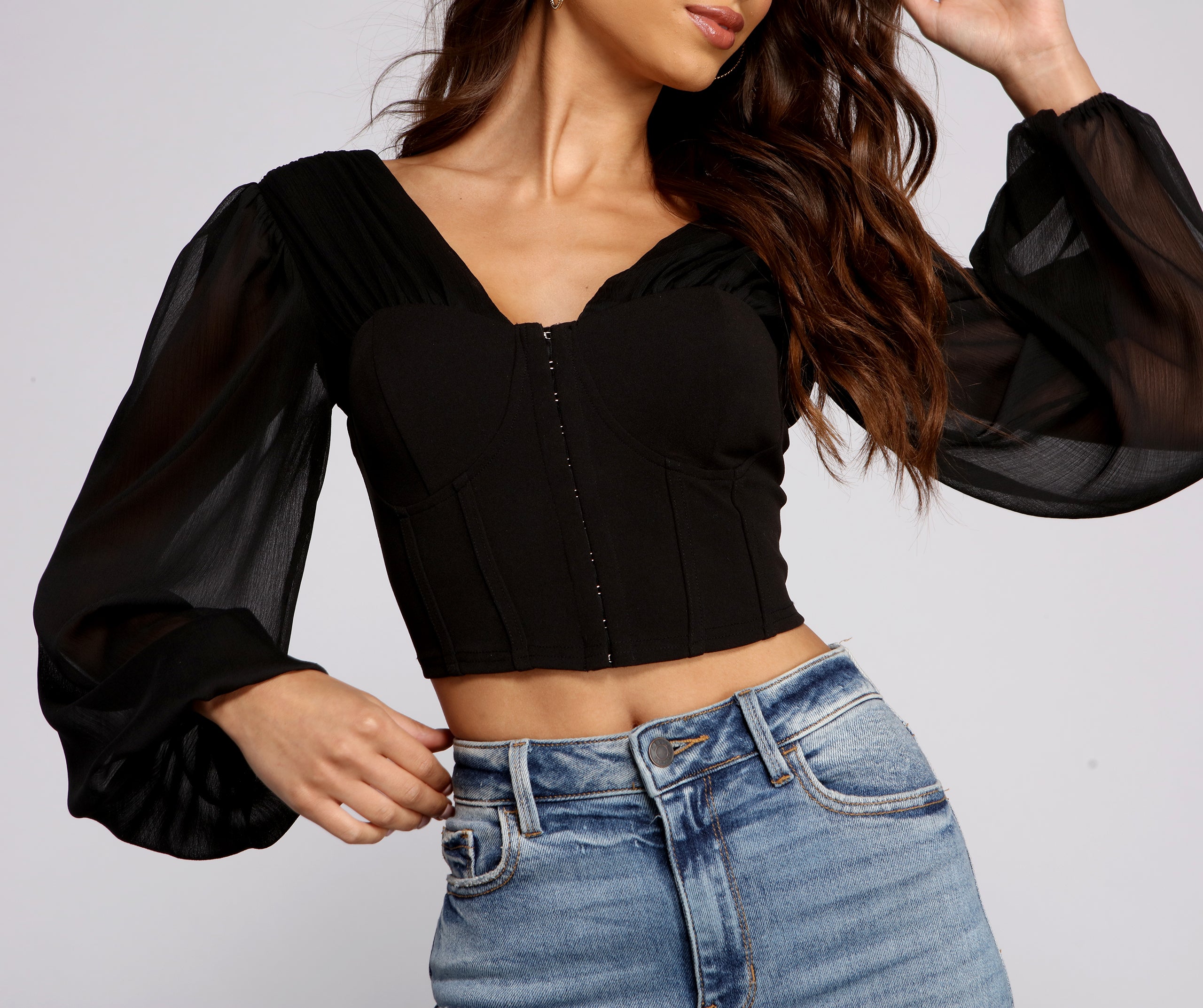 Chic Babe Long Sleeve Corset Blouse | Windsor
