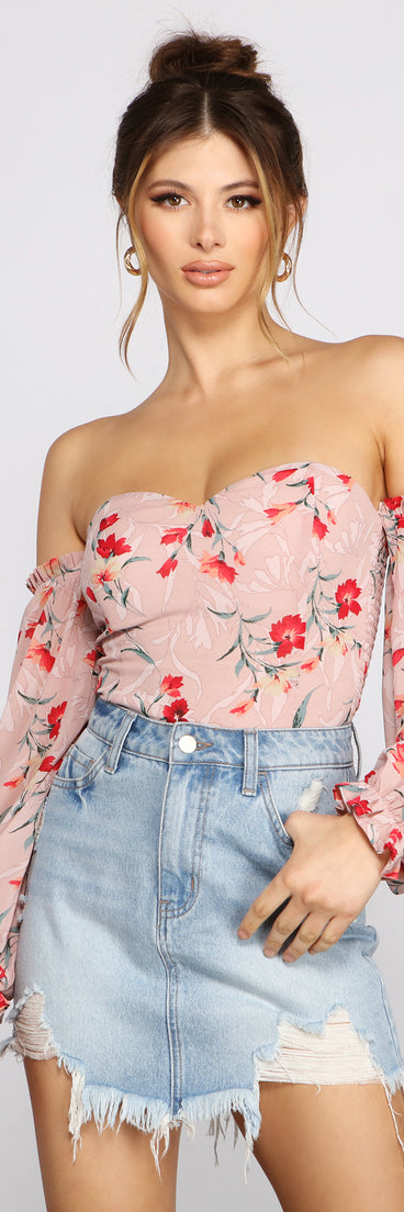 With fun and flirty details, Sweet And Chic Floral Chiffon Bodysuit shows off your unique style for a trendy outfit for the summer season!