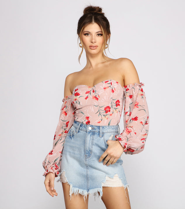 With fun and flirty details, Sweet And Chic Floral Chiffon Bodysuit shows off your unique style for a trendy outfit for the summer season!