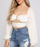 With fun and flirty details, Boldly Chic Tie Front Crop Top shows off your unique style for a trendy outfit for the summer season!