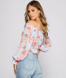 With fun and flirty details, Flirty Off The Shoulder Ruffled Floral Top shows off your unique style for a trendy outfit for the summer season!