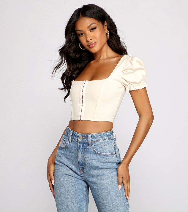 With fun and flirty details, Up A Notch Hook and Eye Corset Top shows off your unique style for a trendy outfit for the summer season!