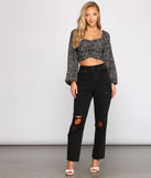 With fun and flirty details, Caught In A Floral Gauze Knit Crop Top shows off your unique style for a trendy outfit for the summer season!