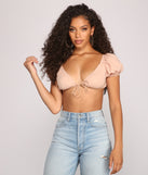 With fun and flirty details, Effortlessly On-Trend Puff Sleeve Crop Top shows off your unique style for a trendy outfit for the summer season!