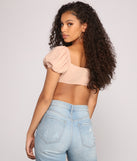 With fun and flirty details, Effortlessly On-Trend Puff Sleeve Crop Top shows off your unique style for a trendy outfit for the summer season!