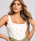 With fun and flirty details, Floral Fusion Corset Crop Top shows off your unique style for a trendy outfit for the summer season!