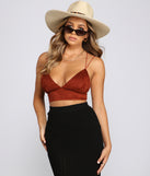With fun and flirty details, Candid Chic Faux Suede Crop Top shows off your unique style for a trendy outfit for the summer season!