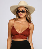 With fun and flirty details, Candid Chic Faux Suede Crop Top shows off your unique style for a trendy outfit for the summer season!
