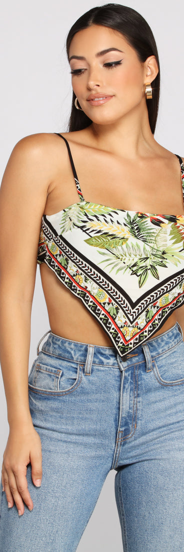 With fun and flirty details, Set On The Tropics Handkerchief Top shows off your unique style for a trendy outfit for the summer season!