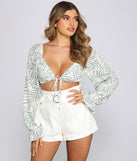With fun and flirty details, Dreamy Vacay Vibes Tie-Front Top shows off your unique style for a trendy outfit for the summer season!