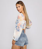 With fun and flirty details, Sweet Vibes Floral Chiffon Crop Top shows off your unique style for a trendy outfit for the summer season!