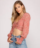 With fun and flirty details, She's A Beauty Ditsy Floral Crop Top shows off your unique style for a trendy outfit for the summer season!