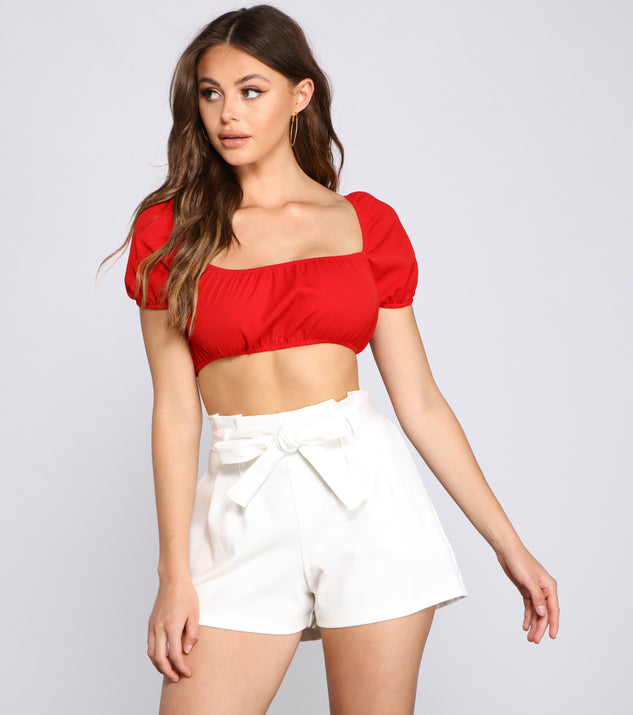 With fun and flirty details, Casual Cutie Lace-Up Crop Top shows off your unique style for a trendy outfit for the summer season!