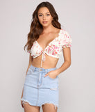 With fun and flirty details, Flower Power Tie-Front Crop Top shows off your unique style for a trendy outfit for the summer season!