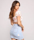 With fun and flirty details, Flower Power Tie-Front Crop Top shows off your unique style for a trendy outfit for the summer season!