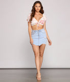 With fun and flirty details, Flower Power Tie-Front Crop Top shows off your unique style for a trendy outfit for the summer season!