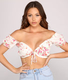 With fun and flirty details, Flower Power Tie-Front Crop Top shows off your unique style for a trendy outfit for the summer season!
