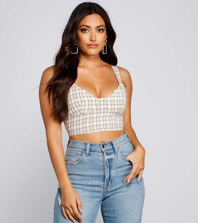 You’ll look stunning in the Polished Glam Cropped Plaid Bustier when paired with its matching separate to create a glam clothing set perfect for parties, date nights, concert outfits, back-to-school attire, or for any summer event!