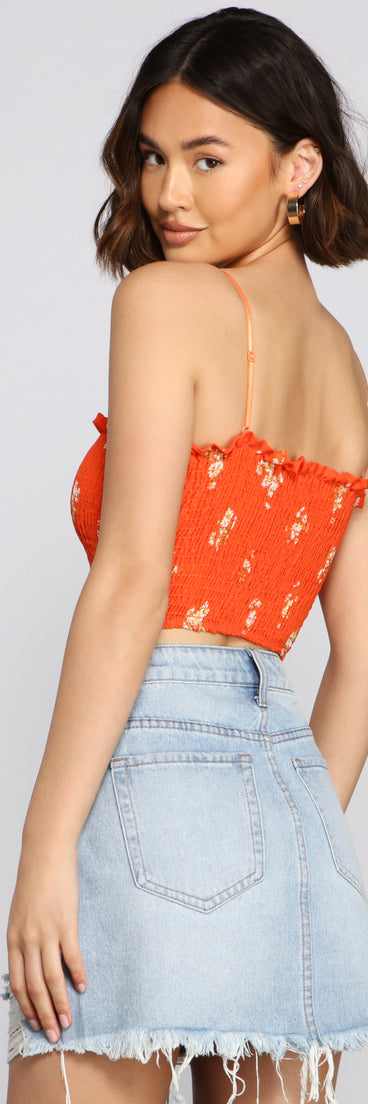 With fun and flirty details, Stylish And Smocked Crop Top shows off your unique style for a trendy outfit for the summer season!