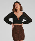 Dress up in Chic Simplicity Chiffon Crop Top as your going-out dress for holiday parties, an outfit for NYE, party dress for a girls’ night out, or a going-out outfit for any seasonal event!