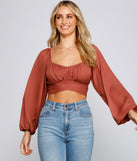 With fun and flirty details, Cinched And Chic Chiffon Crop Top shows off your unique style for a trendy outfit for the summer season!