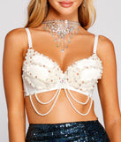 With fun and flirty details, Iconic Glamour Pearl And Rhinestone Bustier shows off your unique style for a trendy outfit for the summer season!