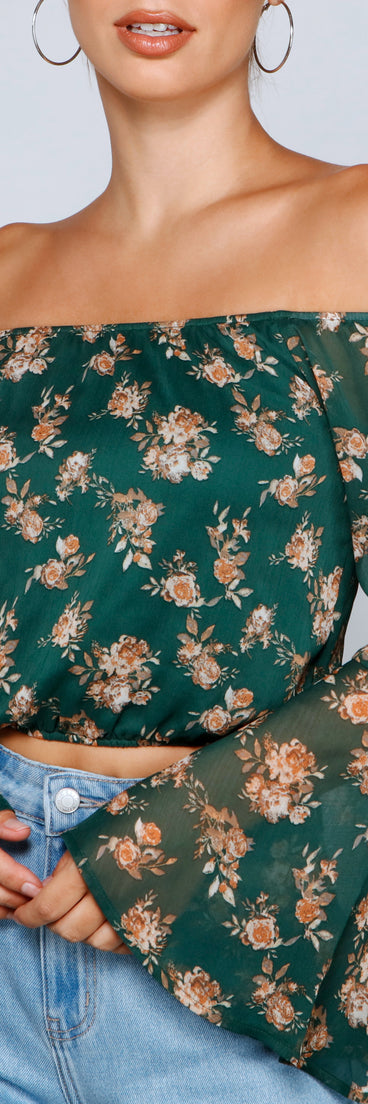 With fun and flirty details, Floral Passion Off The Shoulder Chiffon Top shows off your unique style for a trendy outfit for the summer season!