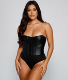With fun and flirty details, Edgy Sleek Corset Bodysuit shows off your unique style for a trendy outfit for the summer season!