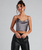 Dress up in Sleek And Fab Satin Crop Top as your going-out dress for holiday parties, an outfit for NYE, party dress for a girls’ night out, or a going-out outfit for any seasonal event!