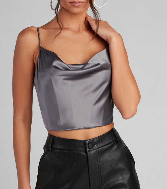 トップス crispy satin tops Satin Printed Gathered Shoulder Long Sleeve Top | Express