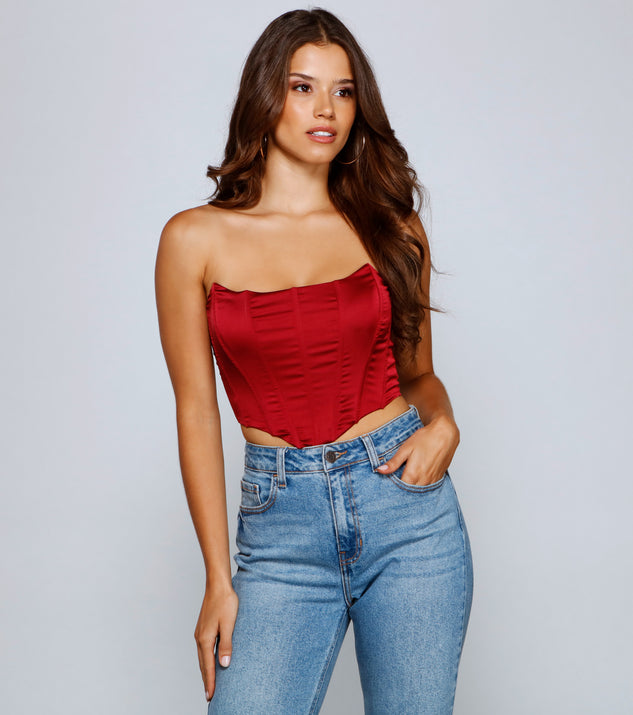 Plus Red Lace Squared Neck Corset Top