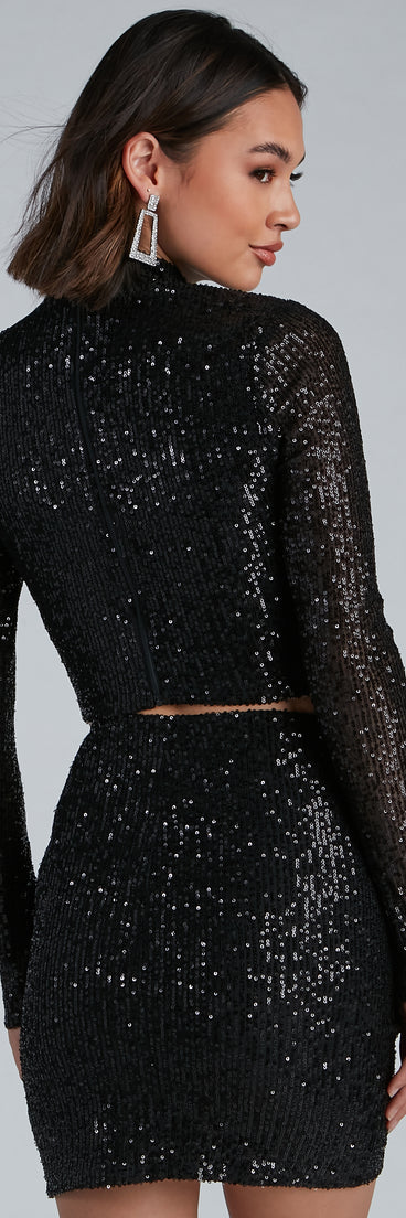 crop top sequin dress Midnight Sequin Silk Crop Top & Midi Skirt Set kalisa