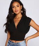 With fun and flirty details, Preppy And Chic Crop Top shows off your unique style for a trendy outfit for the summer season!