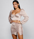Dreamy And Chic Satin Crop Top helps create the best bachelorette party outfit or the bride's sultry bachelorette dress for a look that slays!