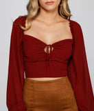 With fun and flirty details, Chic Appeal Long Sleeve Crop Top shows off your unique style for a trendy outfit for the summer season!