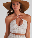 With fun and flirty details, Sangria Please Striped Halter Top shows off your unique style for a trendy outfit for the summer season!