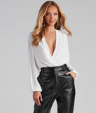 Stylish Allure Surplice Plunge Neck Bodysuit creates the perfect New Year’s Eve Outfit or new years dress with stylish details in the latest trends to ring in 2023!