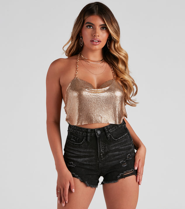 Gold Ruched Chainmail Top -  Canada