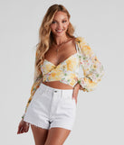 With fun and flirty details, Floral Bloom Chiffon Crop Top shows off your unique style for a trendy outfit for the summer season!