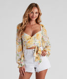 With fun and flirty details, Floral Bloom Chiffon Crop Top shows off your unique style for a trendy outfit for the summer season!