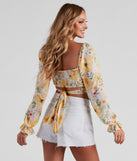 With fun and flirty details, Floral Bloom Chiffon Crop Top shows off your unique style for a trendy outfit for the summer season!