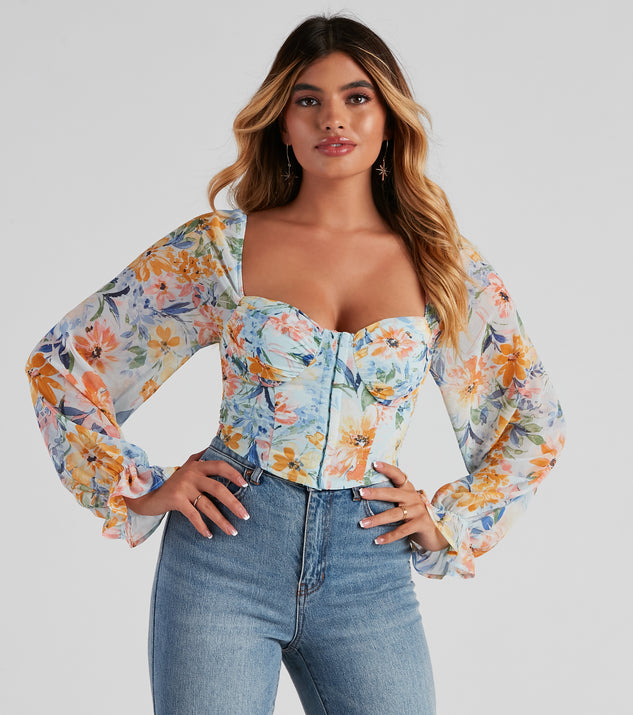 With fun and flirty details, Tropic Ready Floral Chiffon Corset shows off your unique style for a trendy outfit for the summer season!