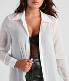 With fun and flirty details, Such A Staple Sheer Button-Up Tunic shows off your unique style for a trendy outfit for the summer season!