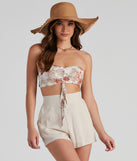 You’ll look stunning in the Blushing Tropics Bandeau Top when paired with its matching separate to create a glam clothing set perfect for parties, date nights, concert outfits, back-to-school attire, or for any summer event!